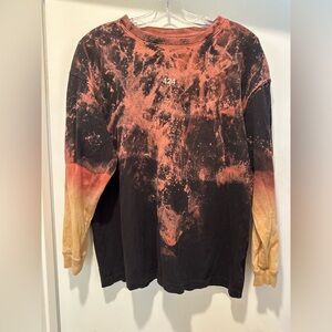 424 Tie-Dye Long Sleeve Shirt- Black and Orange Size Small